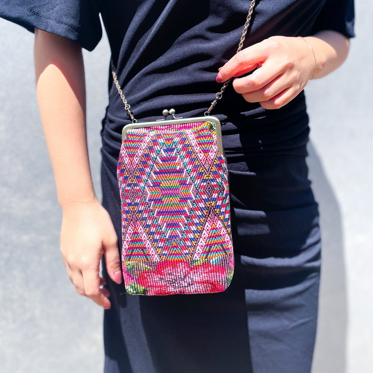 Guatemalan Huipil Mini Bag #1/グアテマラ ウィピル がま口バッグ ポシェット スマホケース