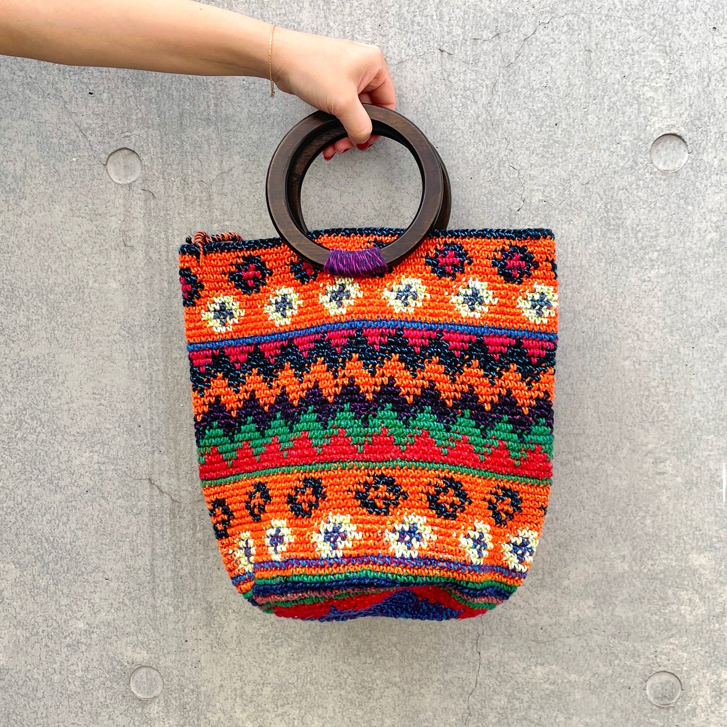 Remake Guatemalan Crochet Bag #4/グアテマラクロシェバッグ Mサイズ