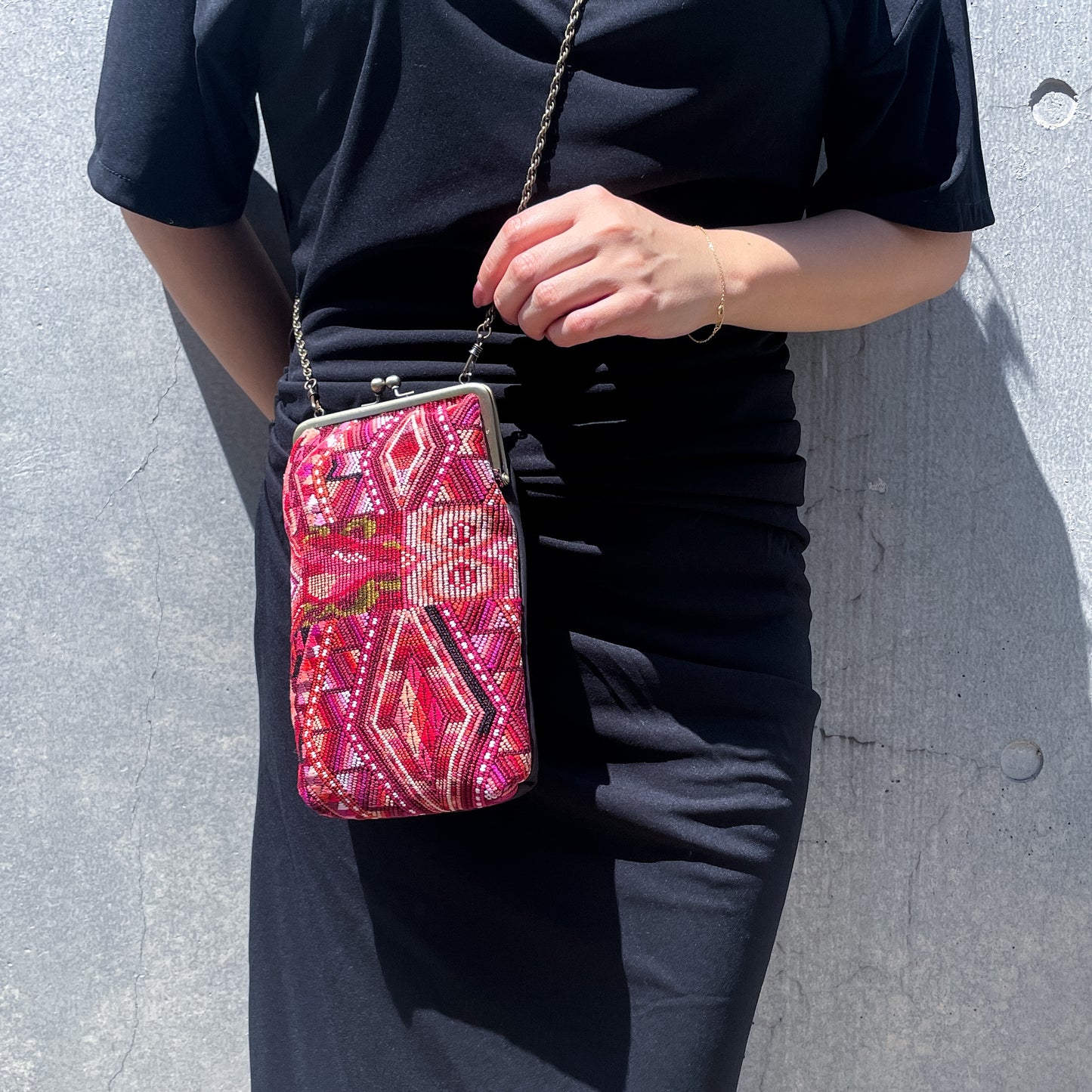 Guatemalan Huipil Mini Bag #2/グアテマラ ウィピル がま口バッグ ポシェット スマホケース