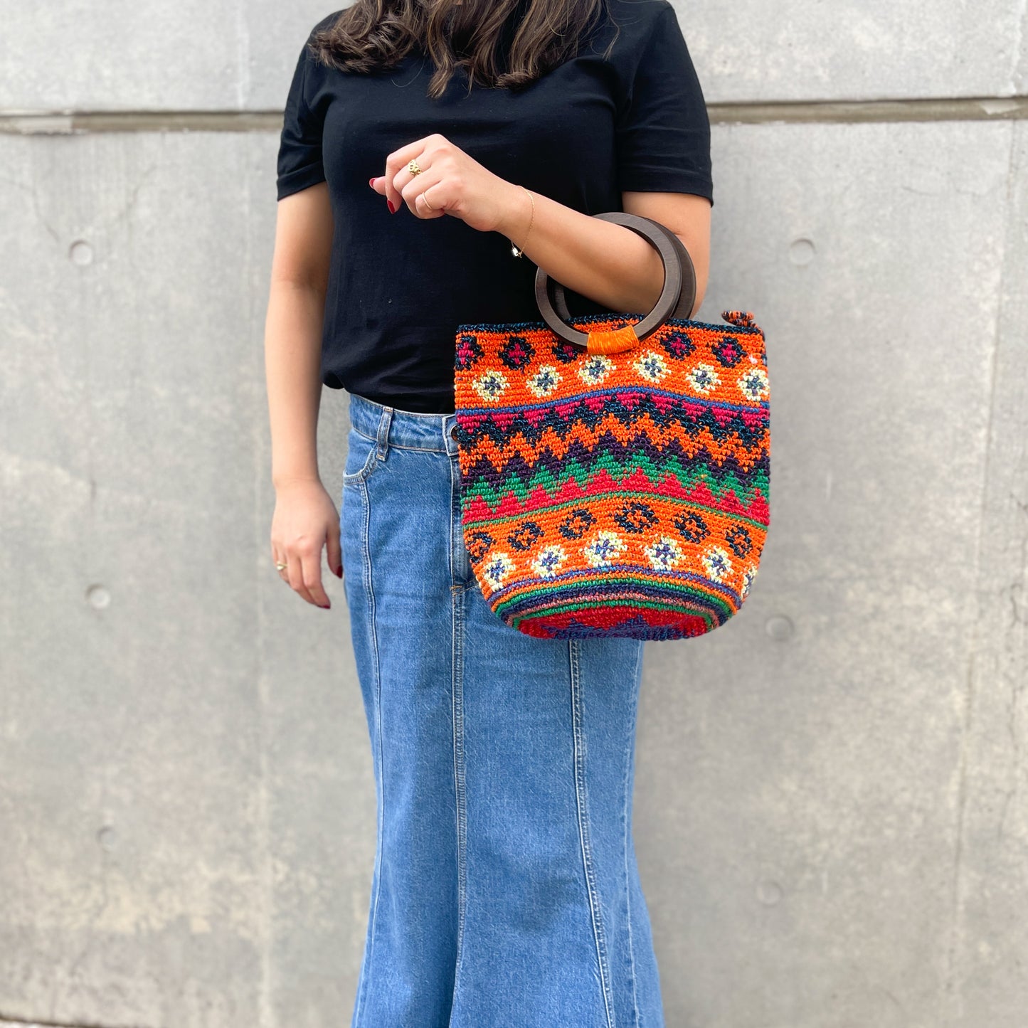 Remake Guatemalan Crochet Bag #4/グアテマラクロシェバッグ Mサイズ