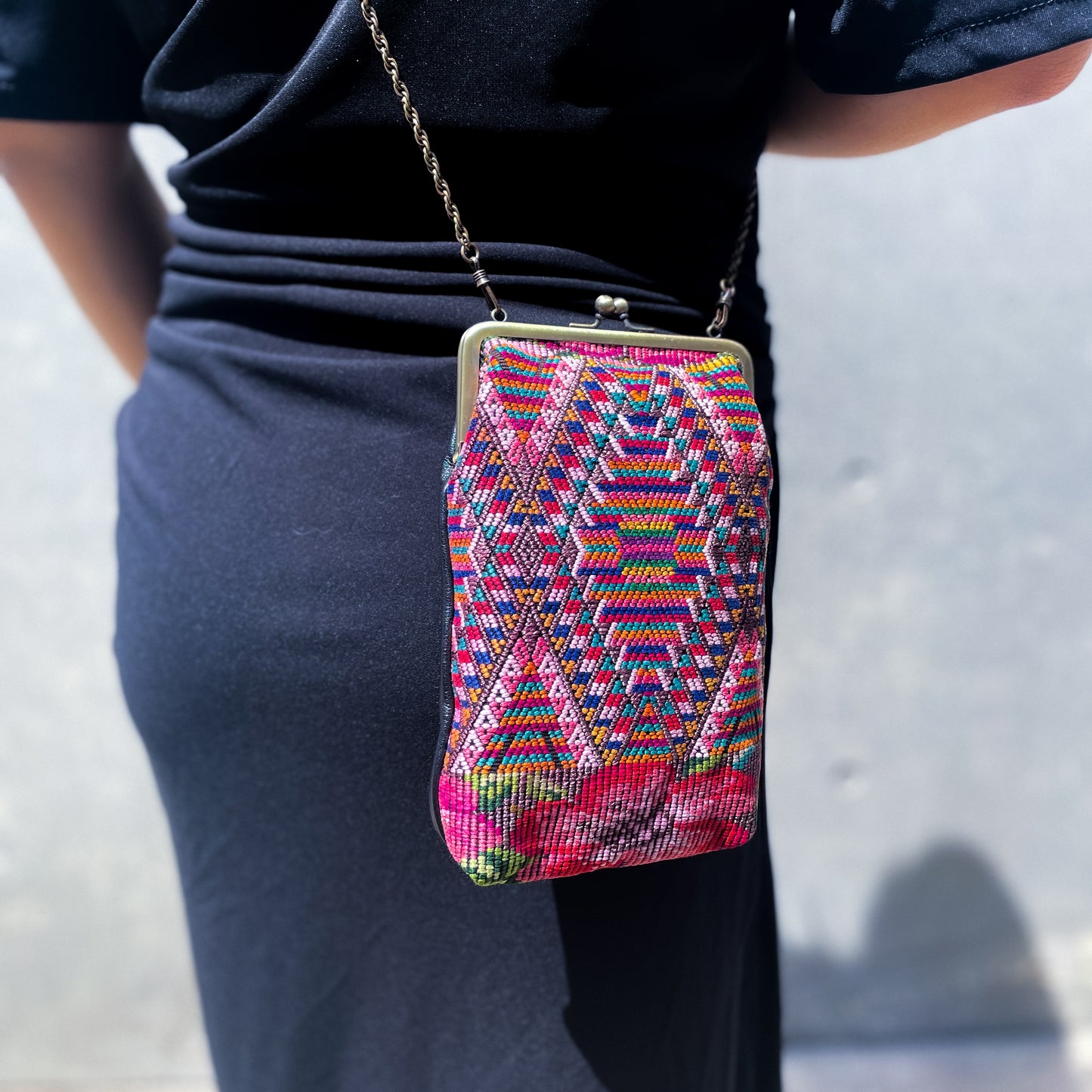 Guatemalan Huipil Mini Bag #1/グアテマラ ウィピル がま口バッグ ポシェット スマホケース