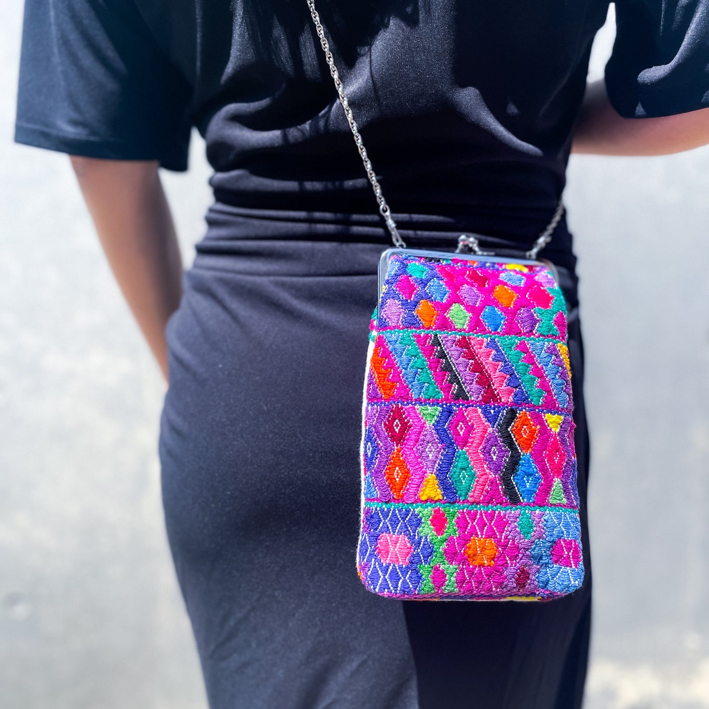 Guatemalan Huipil Mini Bag #4/グアテマラ ウィピル がま口バッグ ポシェット スマホケース
