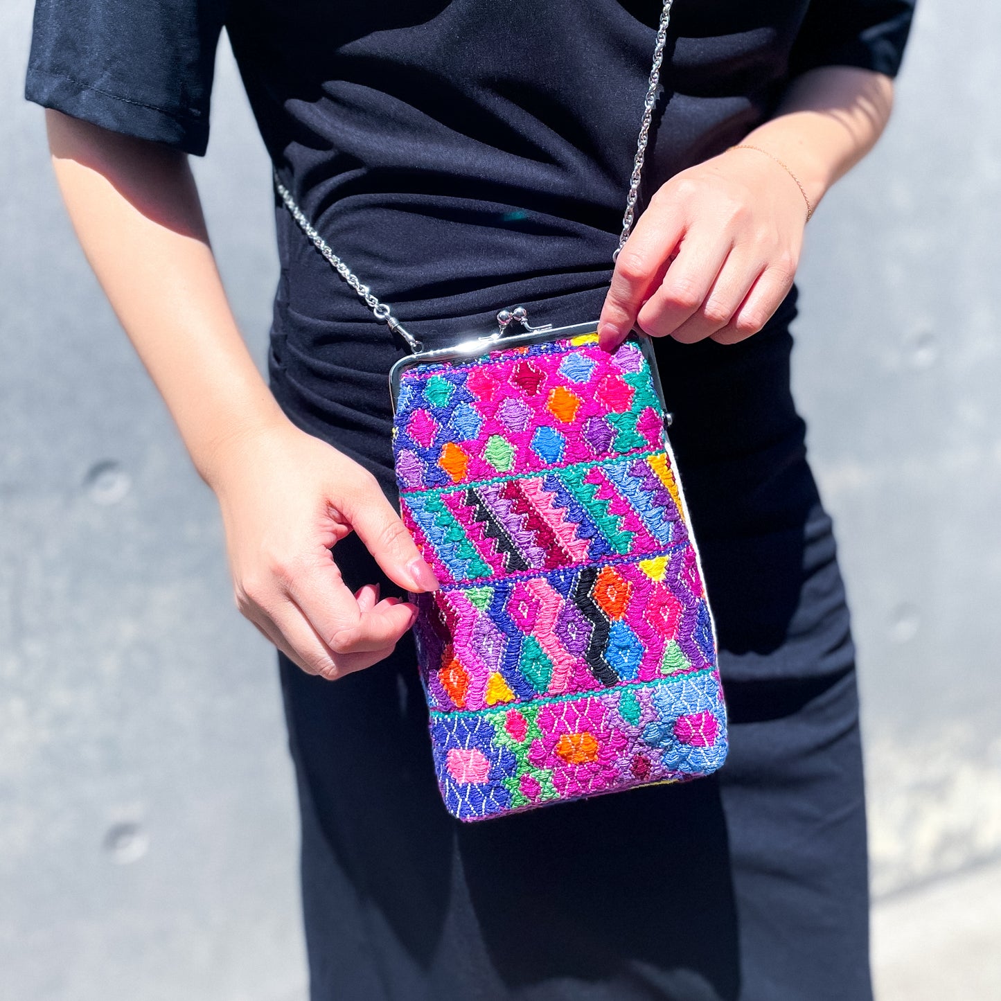 Guatemalan Huipil Mini Bag #4/グアテマラ ウィピル がま口バッグ ポシェット スマホケース