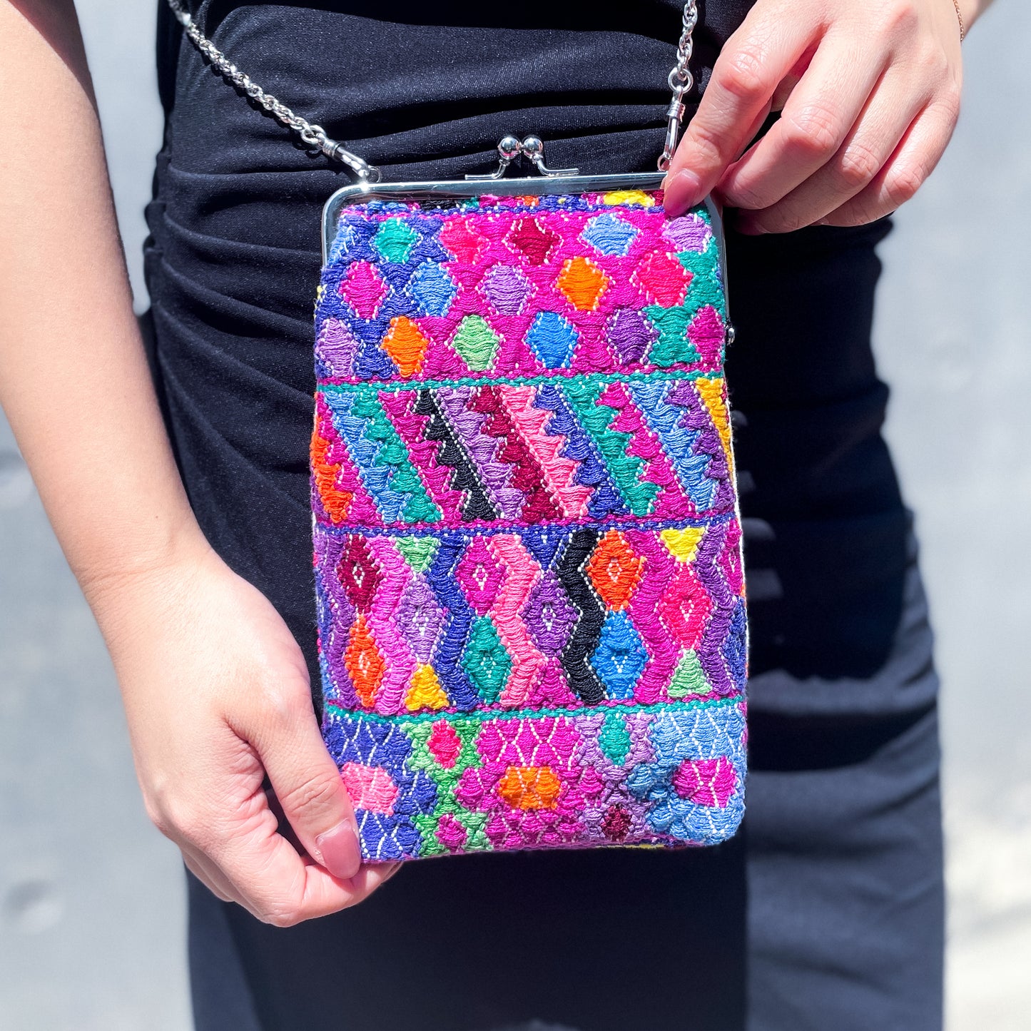 Guatemalan Huipil Mini Bag #4/グアテマラ ウィピル がま口バッグ ポシェット スマホケース