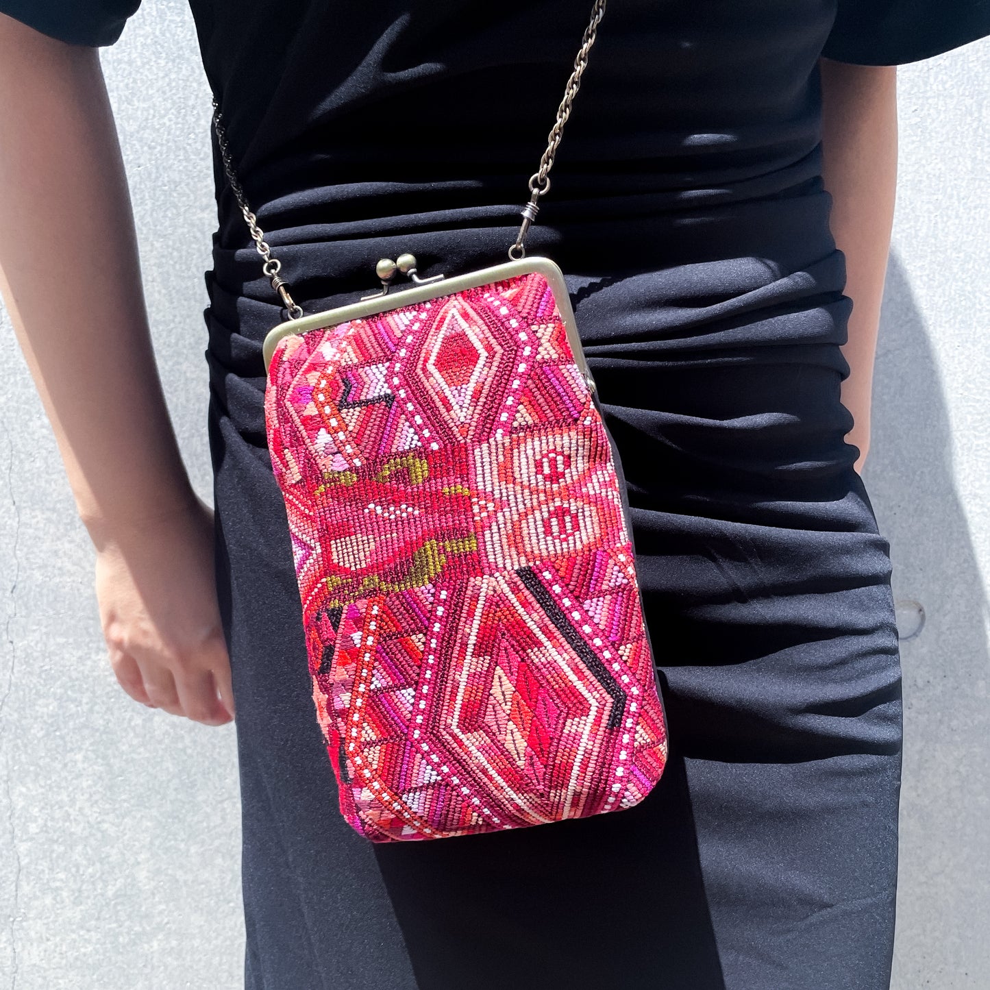 Guatemalan Huipil Mini Bag #2/グアテマラ ウィピル がま口バッグ ポシェット スマホケース