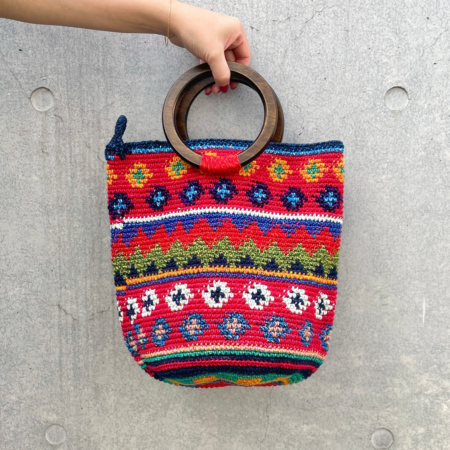 Remake Guatemalan Crochet Bag #1/グアテマラクロシェバッグ Mサイズ