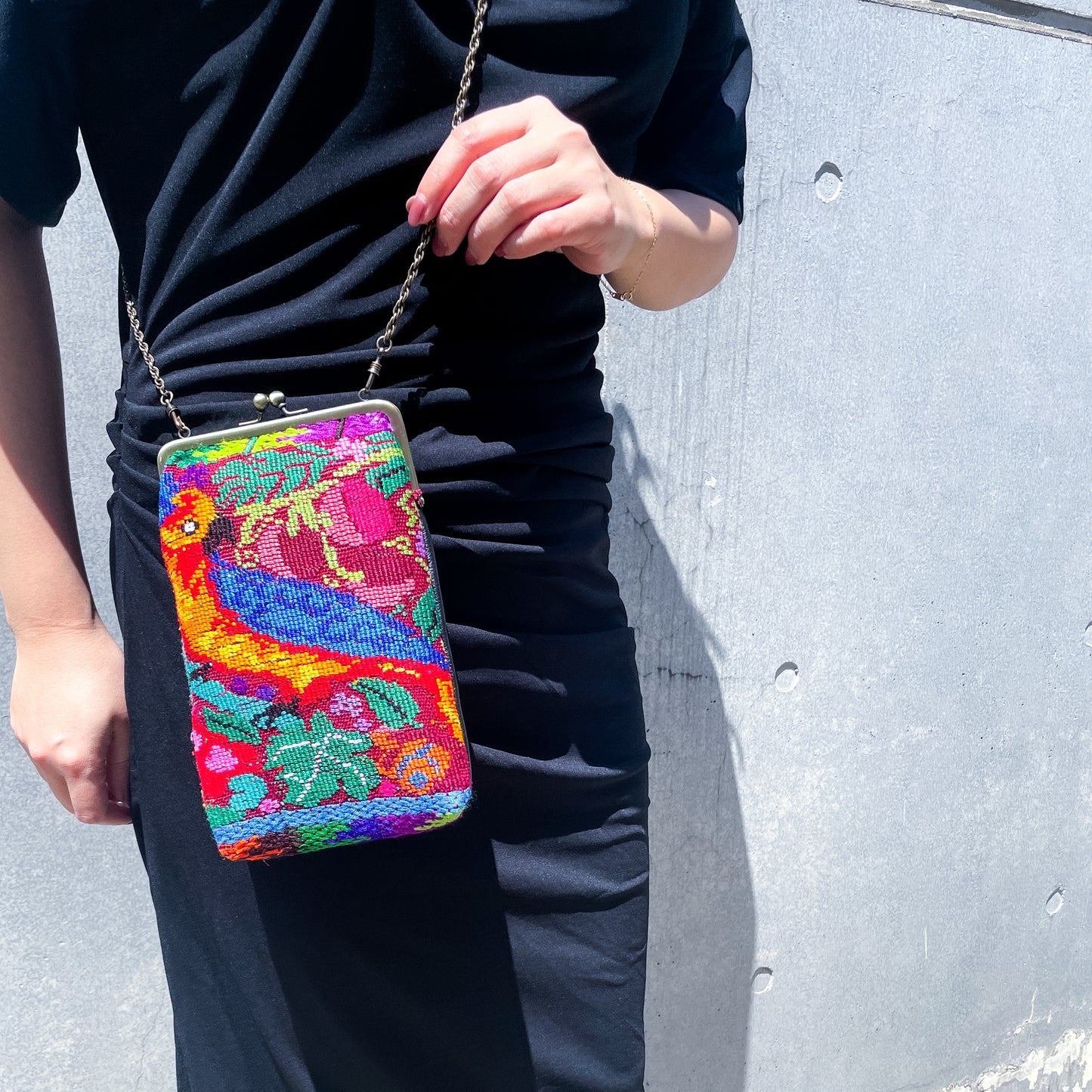 Guatemalan Huipil Mini Bag #3/グアテマラ ウィピル がま口バッグ ポシェット スマホケース
