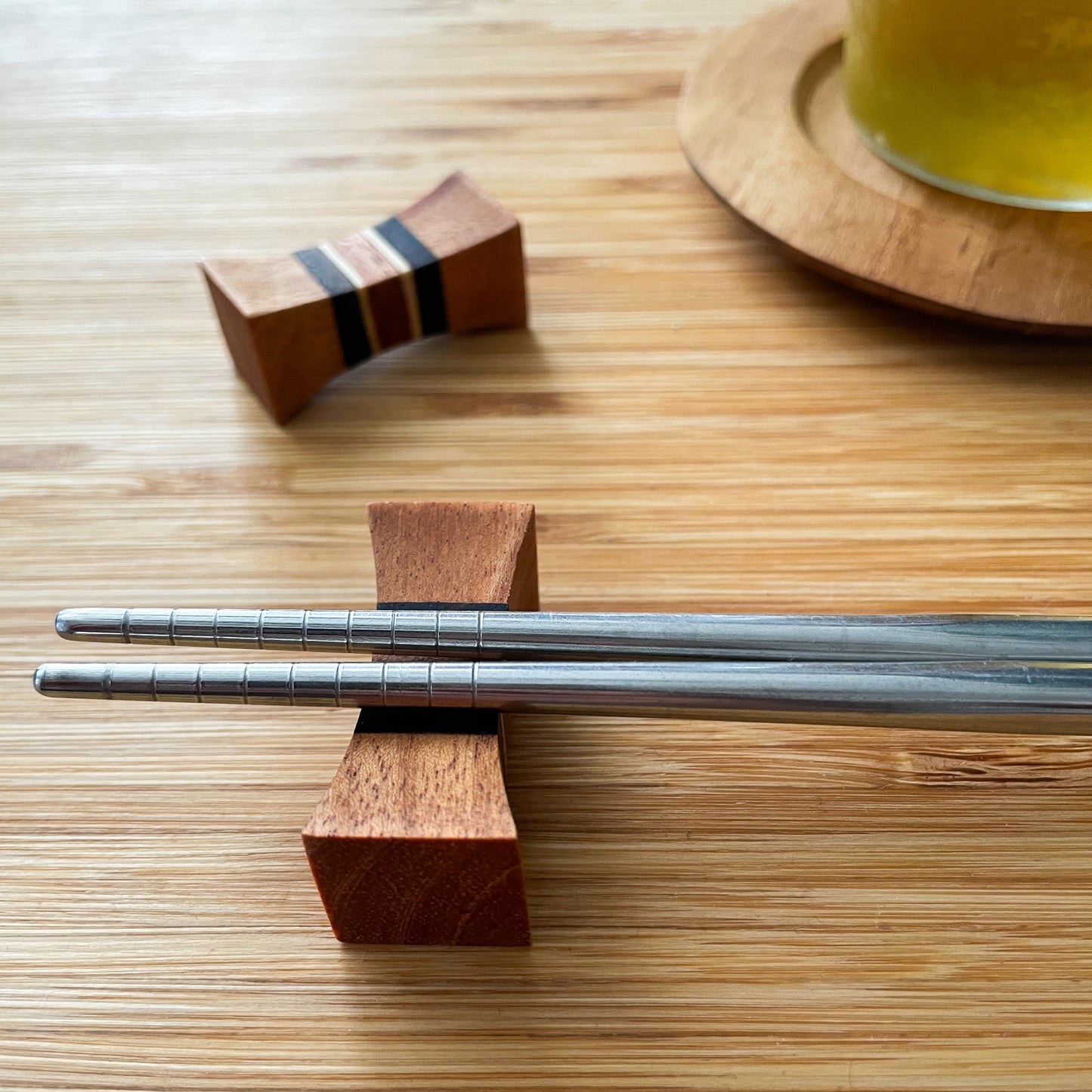 Wood Chopsticks Rest #1/箸置き 天然木 チーク 寄木細工