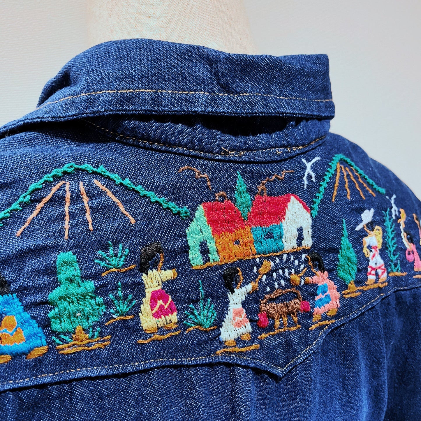 Michoacan Embroidery Denim Shirt C/ミチョアカン メキシコ刺繍 デニムシャツ インディゴ