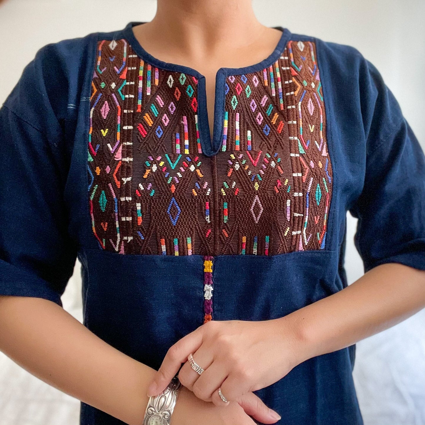 Huipil × Indigo Blouse Short Sleeve E/グアテマラ ウィピル 藍染 半袖ブラウス