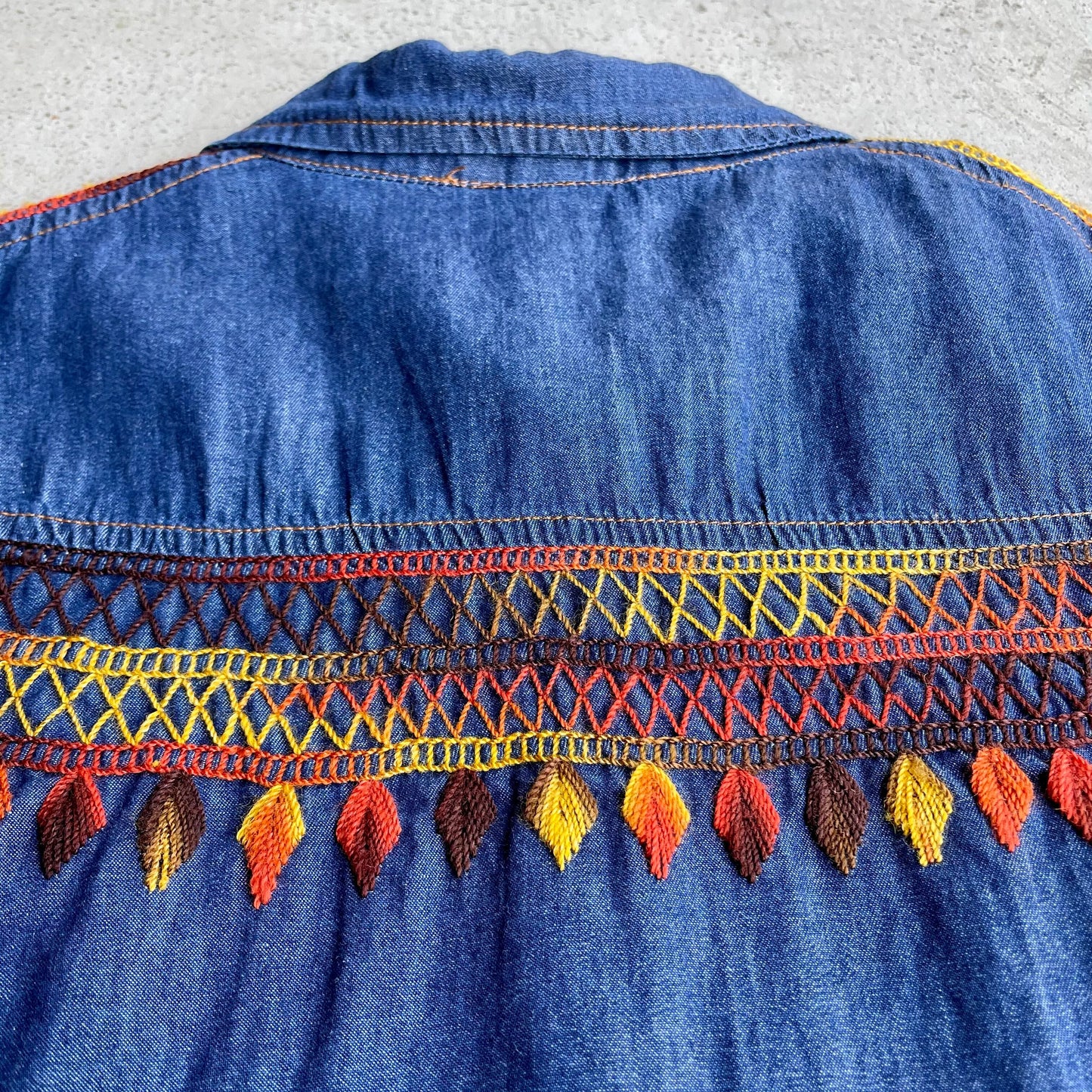 Chiapas Embroidery Light Denim Shirt B (M)/チアパス メキシコ刺繍 デニムシャツ 薄手/インディゴ Mサイズ