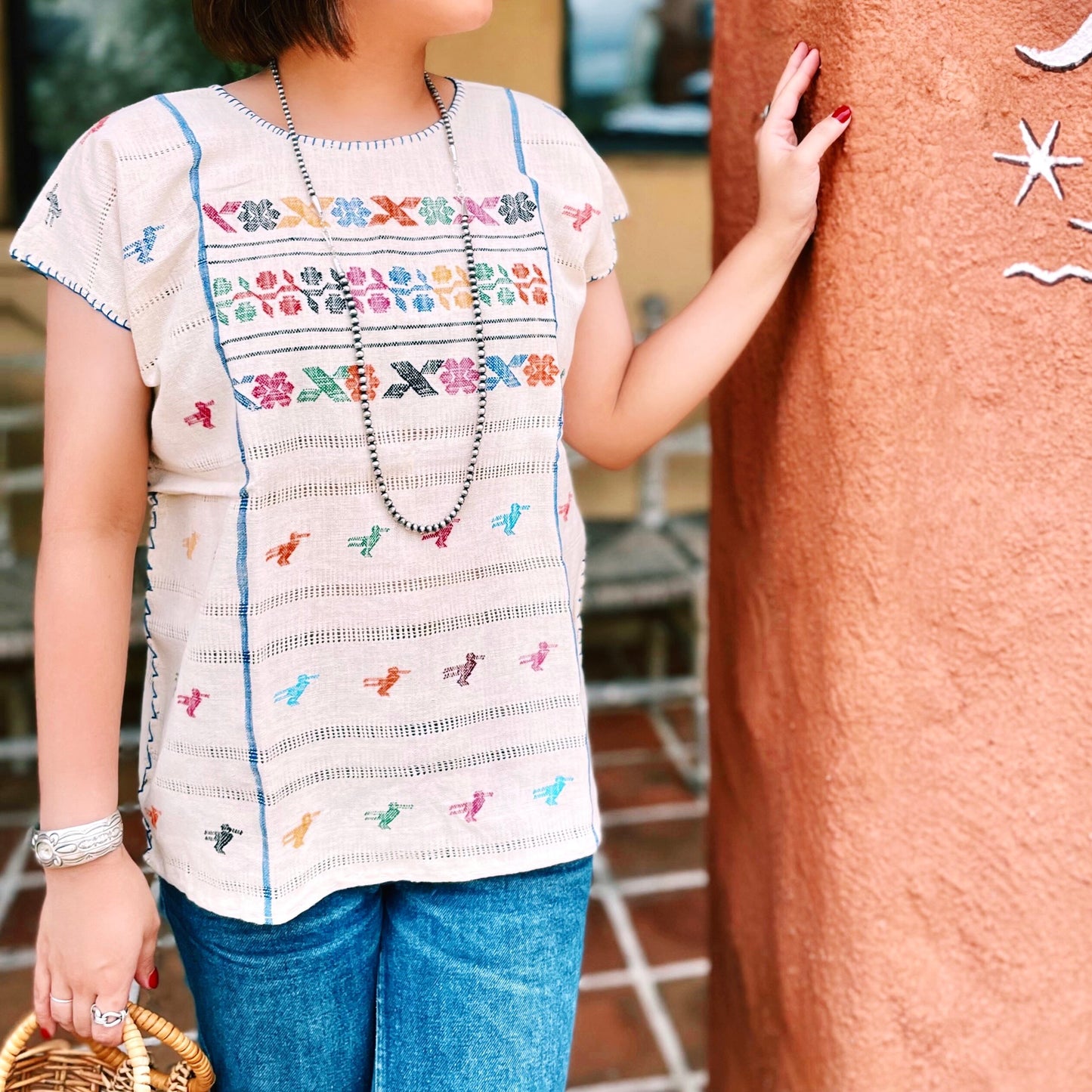 Amuzgo Huipil Blouse B/メキシコ刺繍 ブラウス チュニック