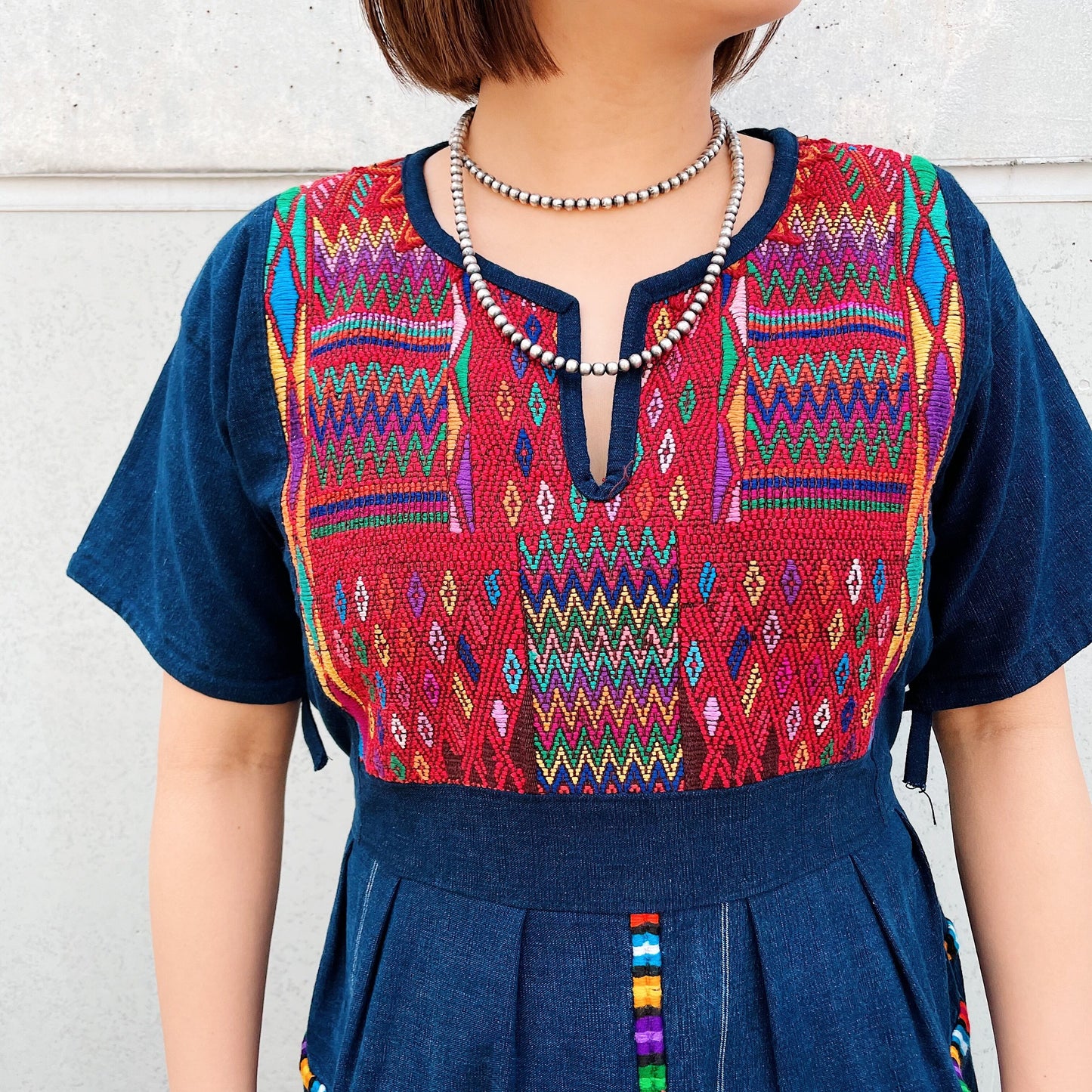 Huipil × Indigo Dress H (S)/グアテマラ ウィピル × 藍染 ワンピース