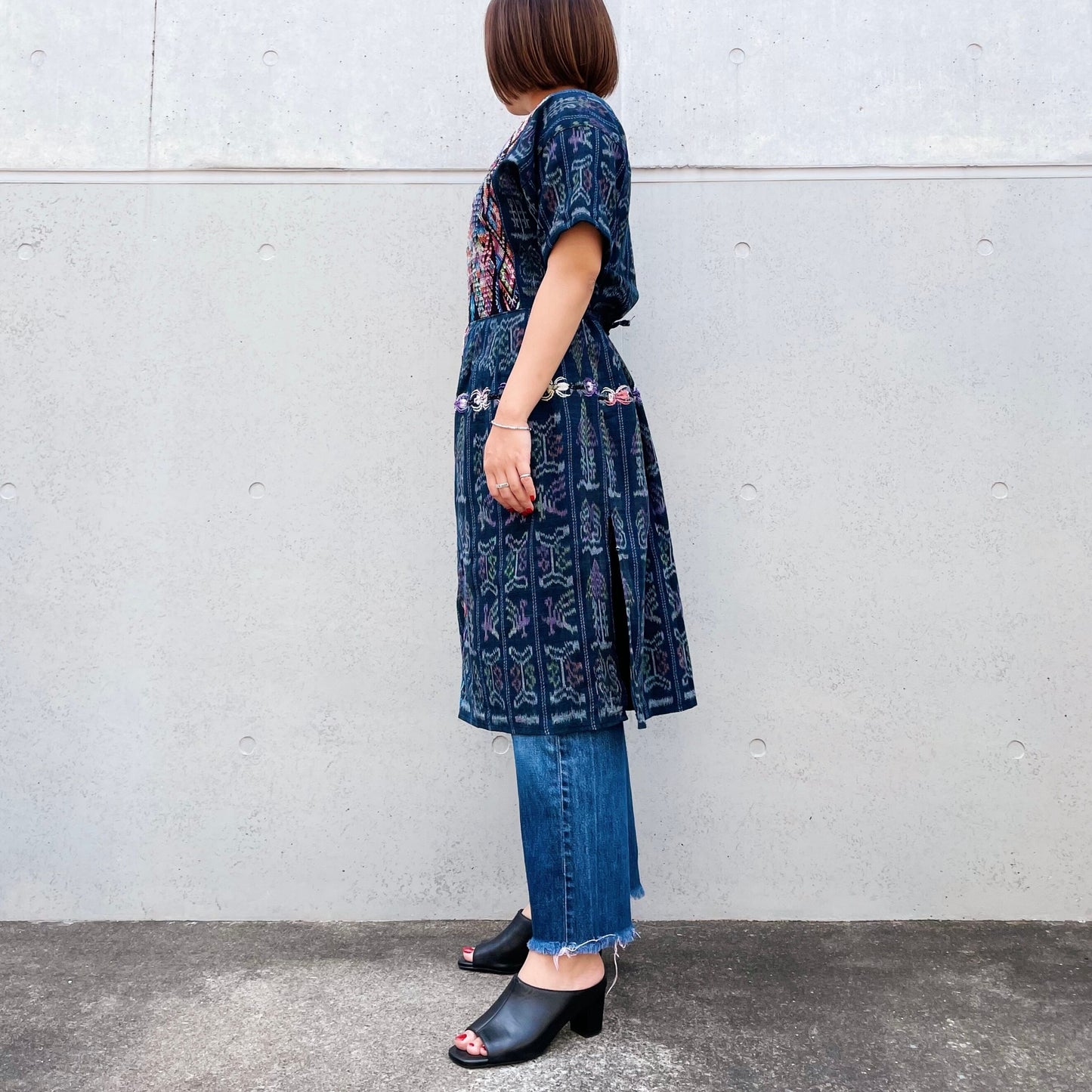 Huipil × Indigo Dress J (S)/グアテマラ ウィピル × 藍染 ワンピース