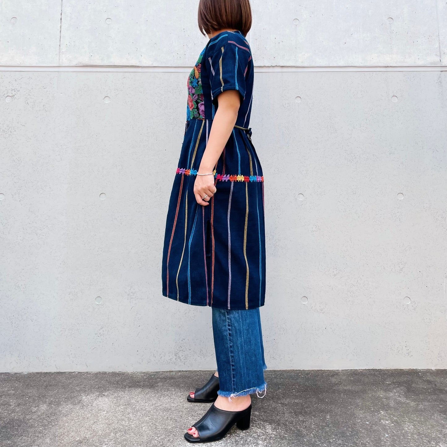 Huipil × Indigo Dress K (S)/グアテマラ ウィピル × 藍染 ワンピース