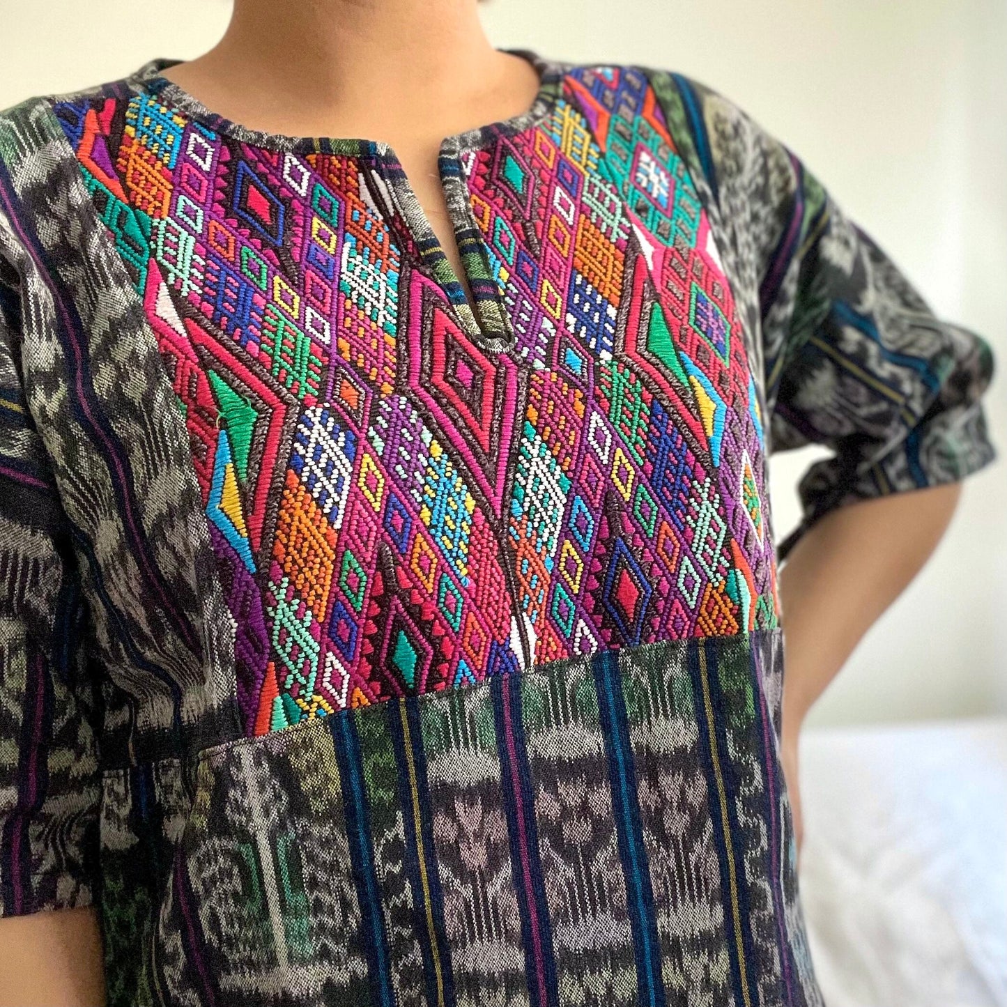 Huipil × Indigo Blouse Short Sleeve D/グアテマラ ウィピル 藍染 半袖ブラウス