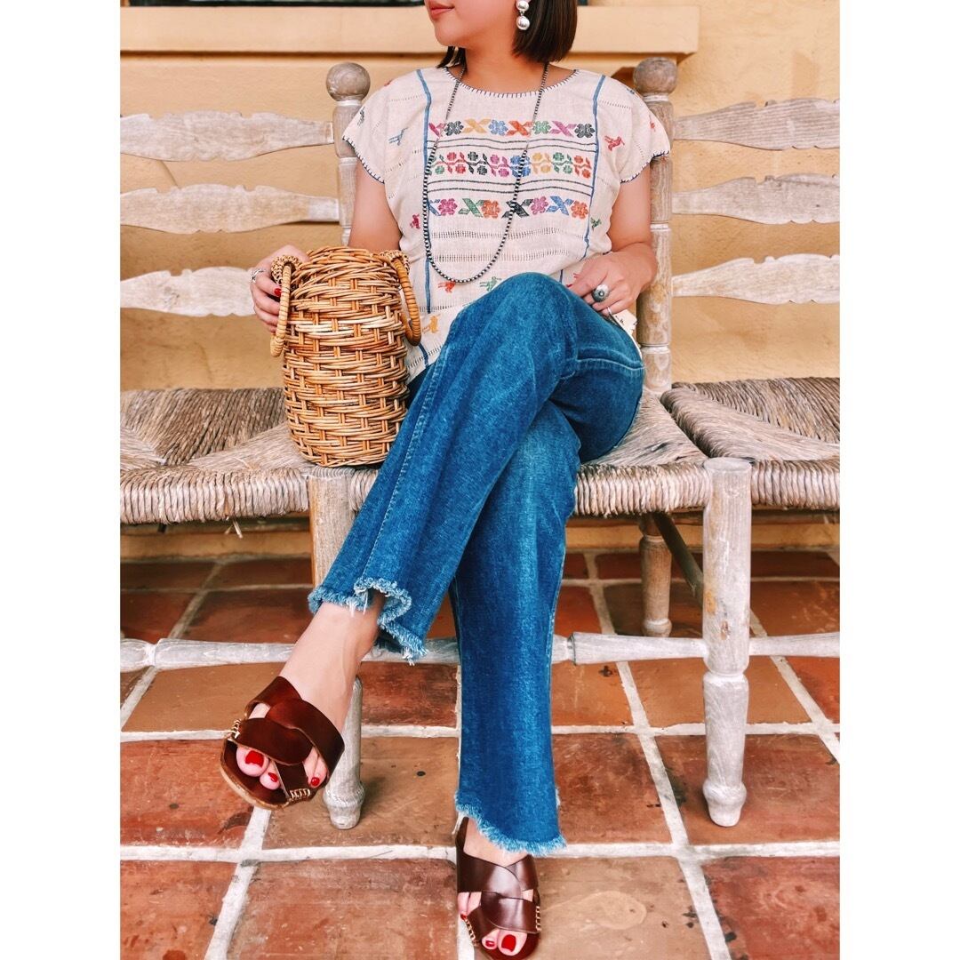Amuzgo Huipil Blouse B/メキシコ刺繍 ブラウス チュニック