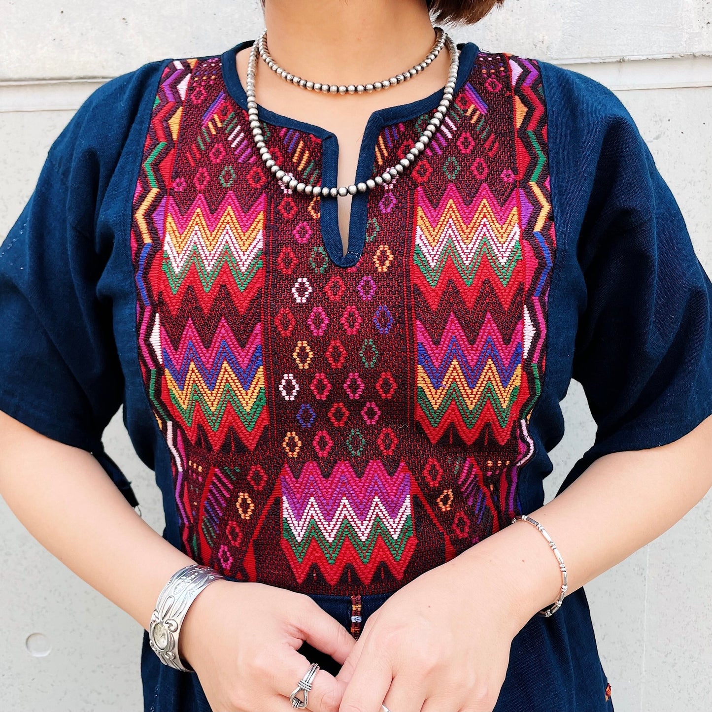 Huipil × Indigo Dress I (S)/グアテマラ ウィピル × 藍染 ワンピース