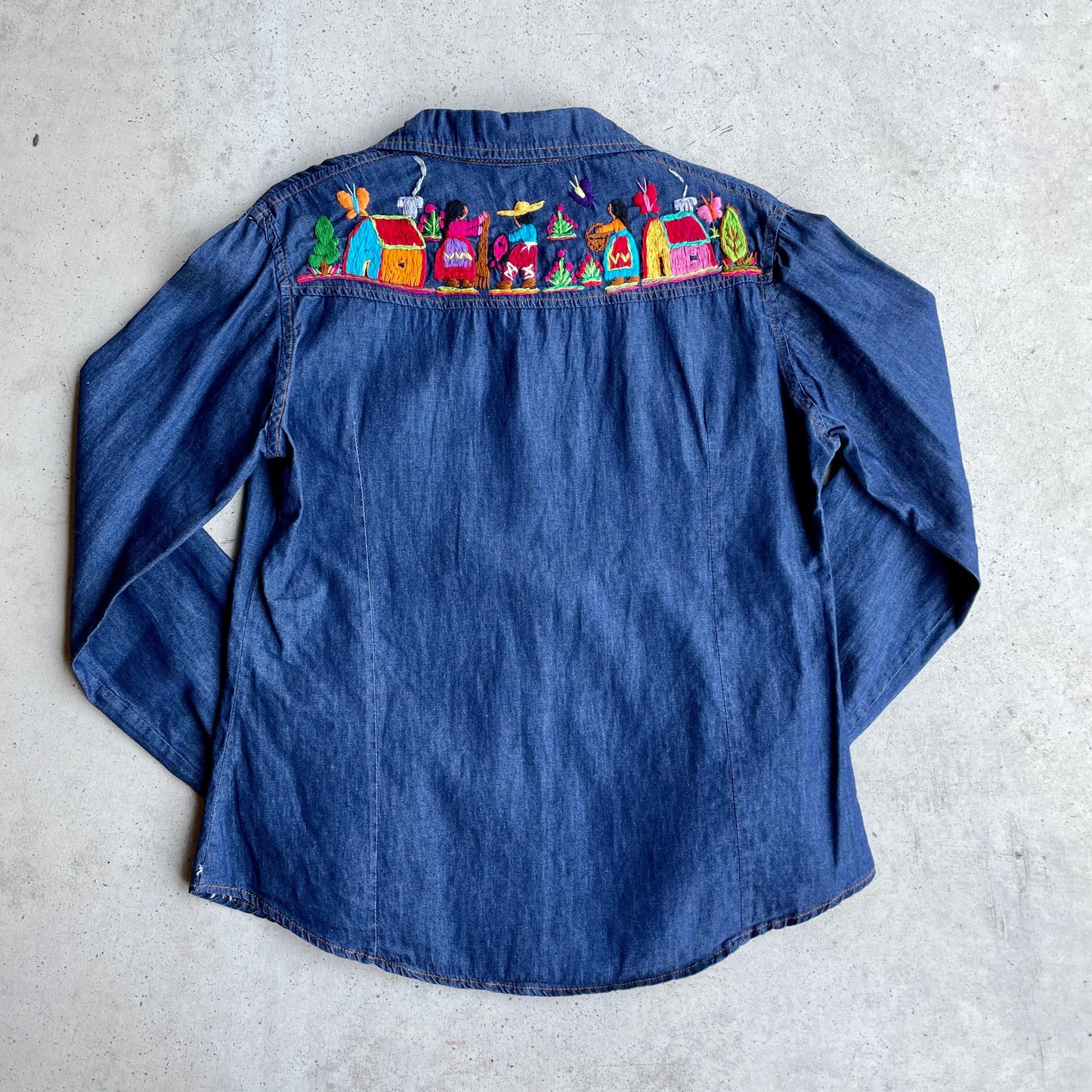 Michoacan Embroidery Light Denim Shirt C (KIDS)/ミチョアカン メキシコ刺繍 デニムシャツ 薄手/インディゴ キッズサイズ