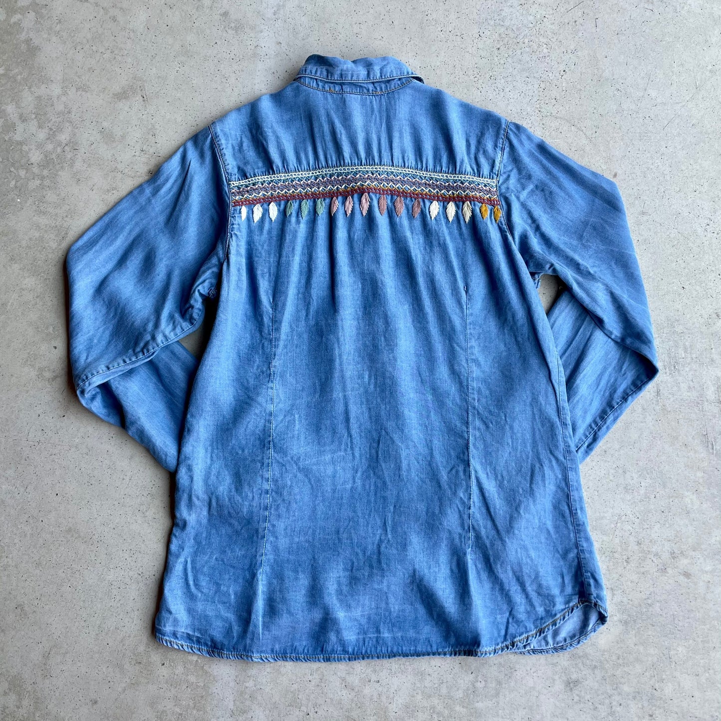 Chiapas Embroidery Light Denim Shirt A (M)/チアパス メキシコ刺繍 デニムシャツ 薄手/インディゴ Mサイズ