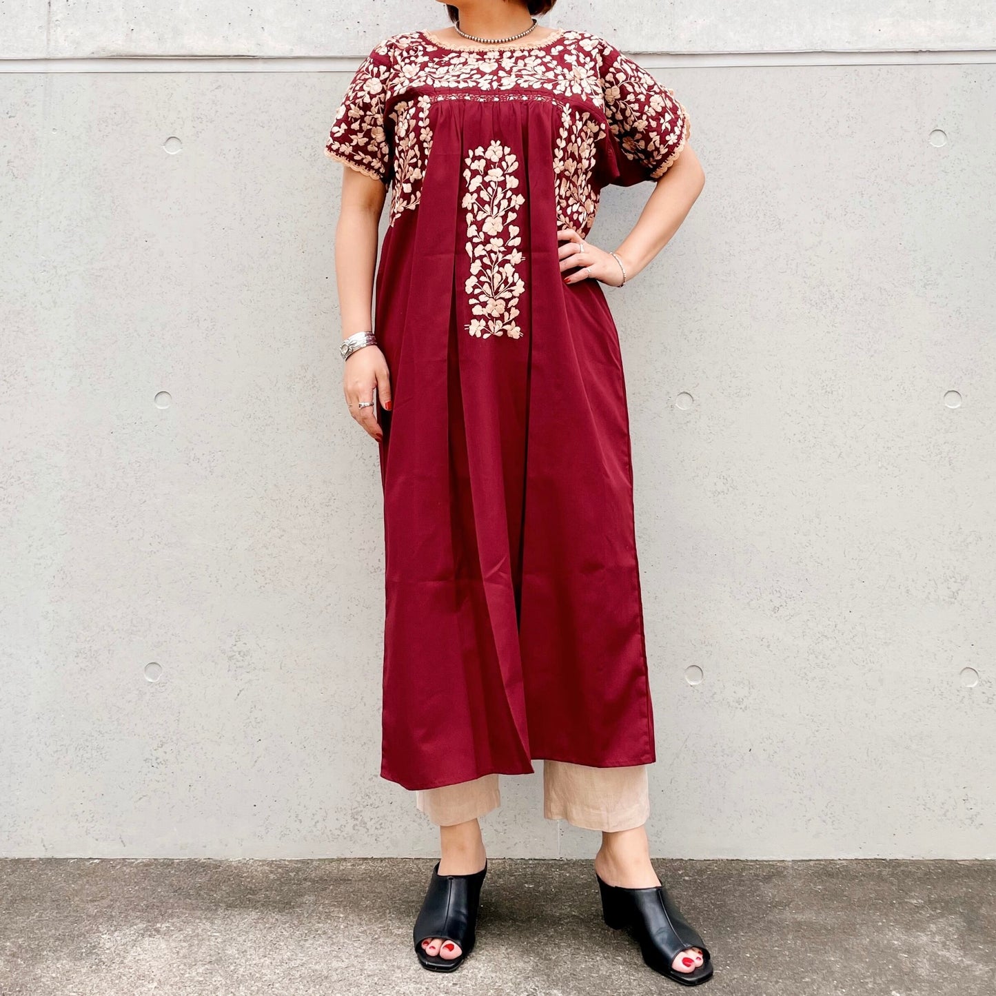 San Antonino Dress F/サンアントニーノ メキシコ刺繍 ワンピース
