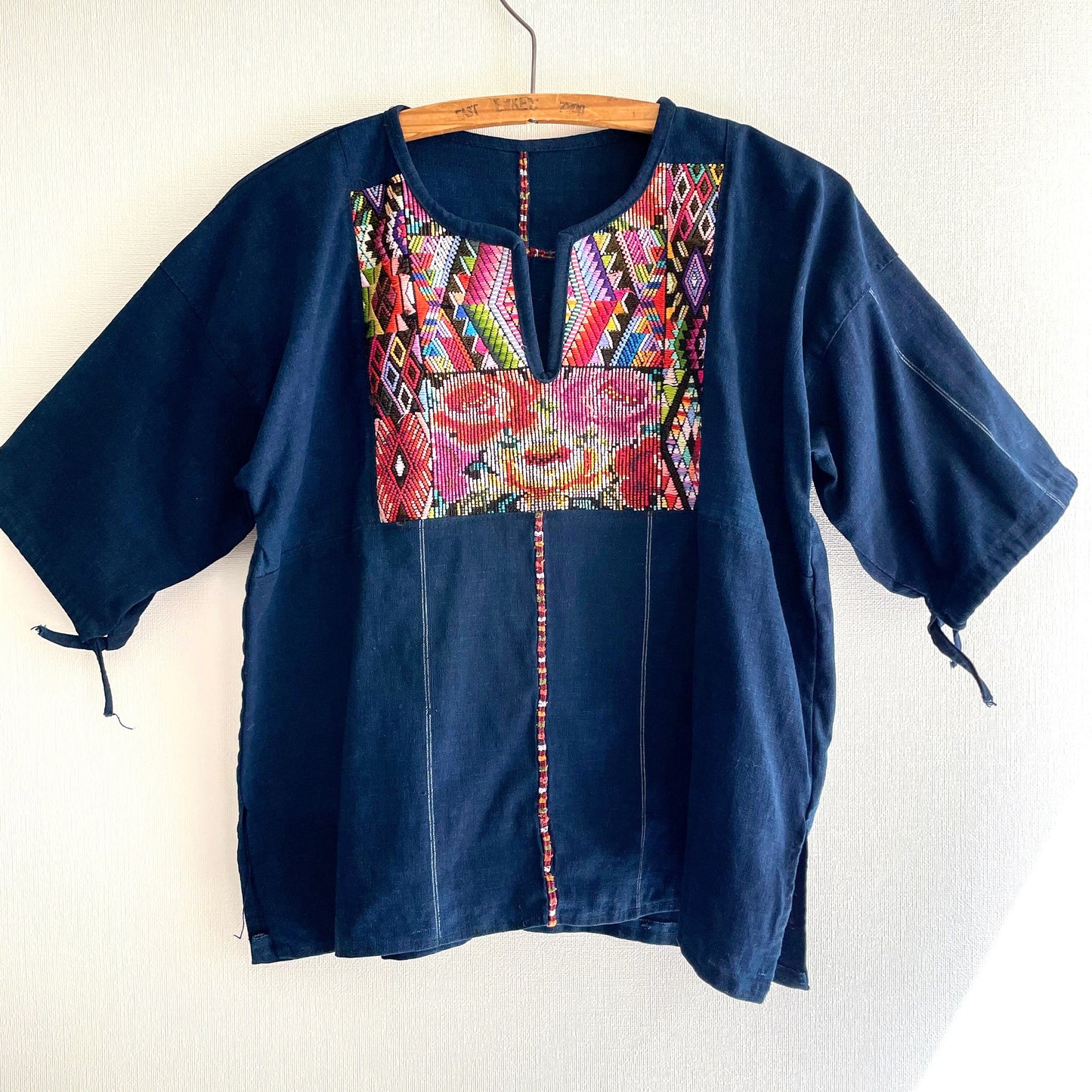 Huipil × Indigo Blouse Short Sleeve B/グアテマラ ウィピル 藍染 半袖ブラウス