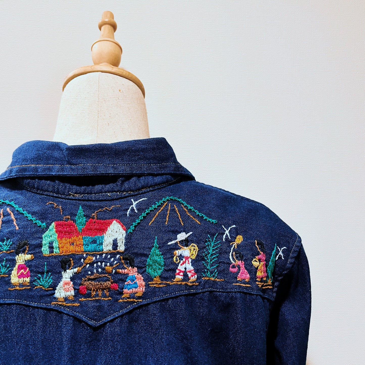 Michoacan Embroidery Denim Shirt C/ミチョアカン メキシコ刺繍 デニムシャツ インディゴ