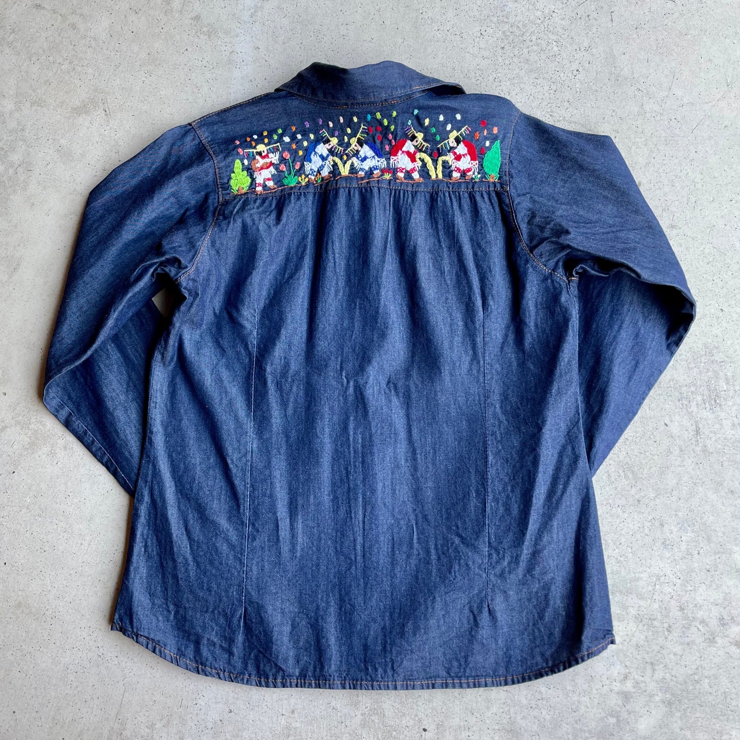 Michoacan Embroidery Light Denim Shirt H (KIDS)/ミチョアカン メキシコ刺繍 デニムシャツ 薄手/インディゴ キッズサイズ