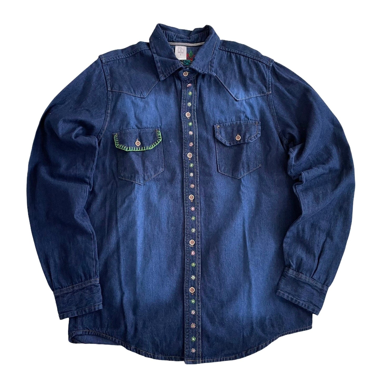 Michoacan Embroidery Denim Shirt C/ミチョアカン メキシコ刺繍 デニムシャツ インディゴ