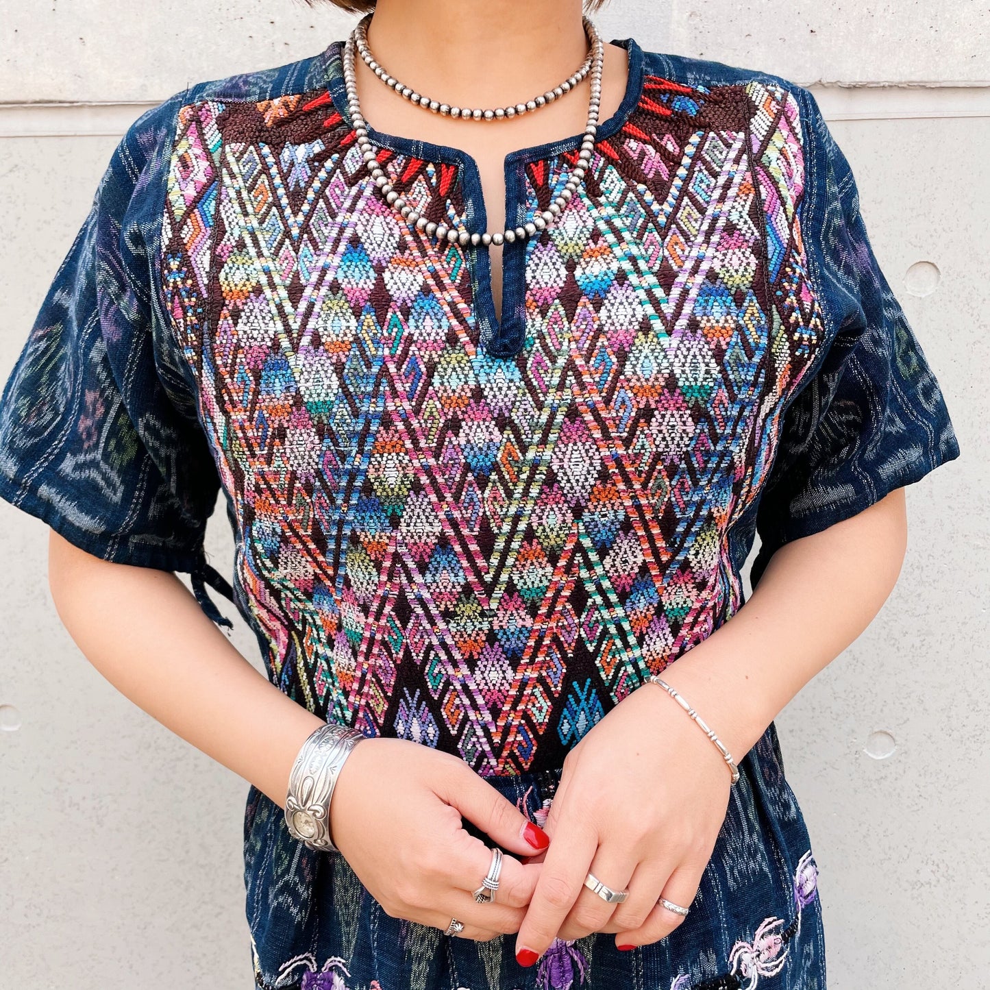 Huipil × Indigo Dress J (S)/グアテマラ ウィピル × 藍染 ワンピース