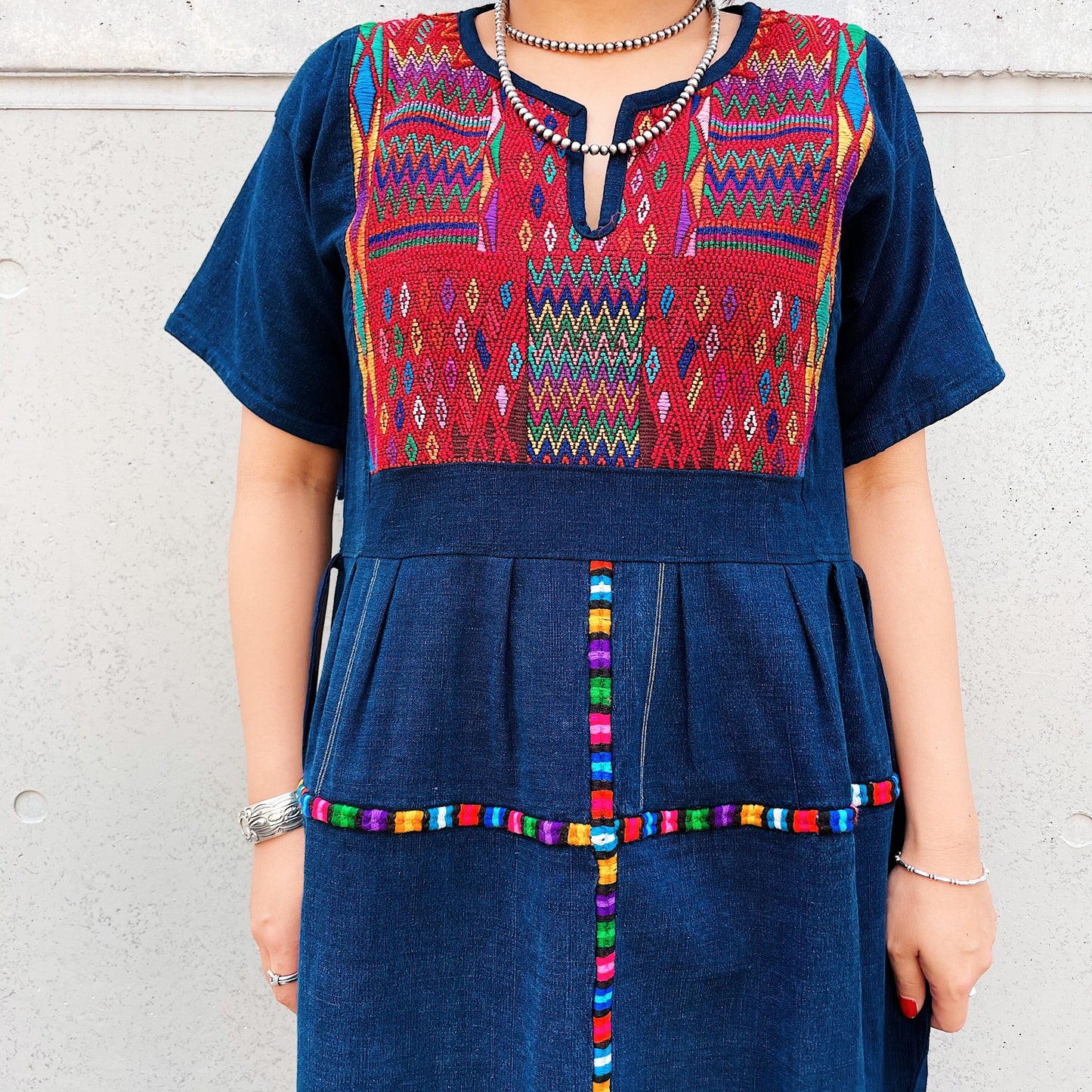 Huipil × Indigo Dress H (S)/グアテマラ ウィピル × 藍染 ワンピース