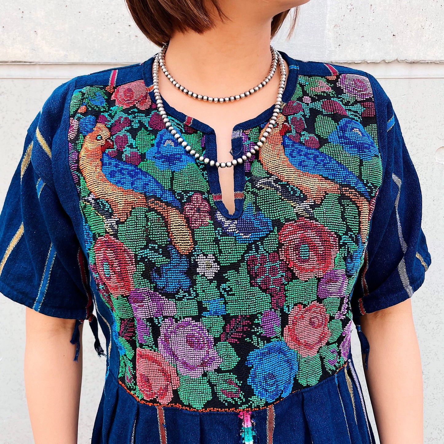Huipil × Indigo Dress K (S)/グアテマラ ウィピル × 藍染 ワンピース