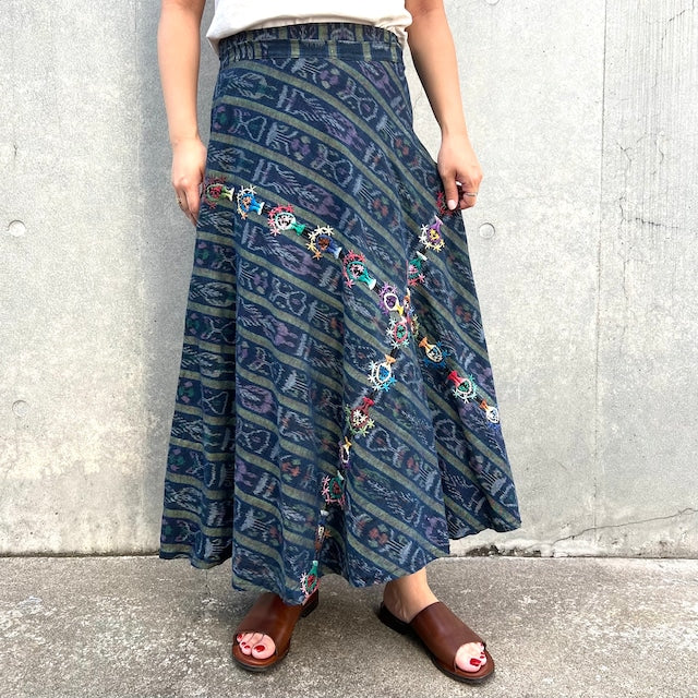 Indigo Skirt Corte #11/グアテマラ コルテ 藍染 スカート 刺繍 民族衣装