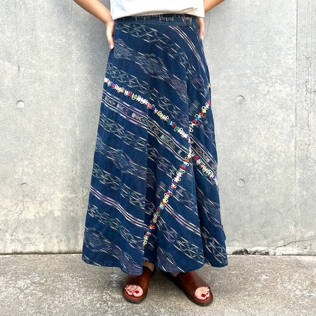 Indigo Skirt Corte #9/グアテマラ コルテ 藍染 スカート 刺繍 民族衣装