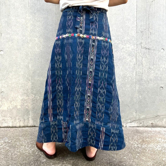 Indigo Skirt Corte #9/グアテマラ コルテ 藍染 スカート 刺繍 民族衣装