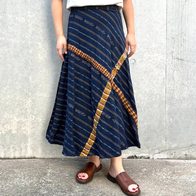Indigo Skirt Corte #4/グアテマラ コルテ 藍染 スカート 刺繍 民族衣装