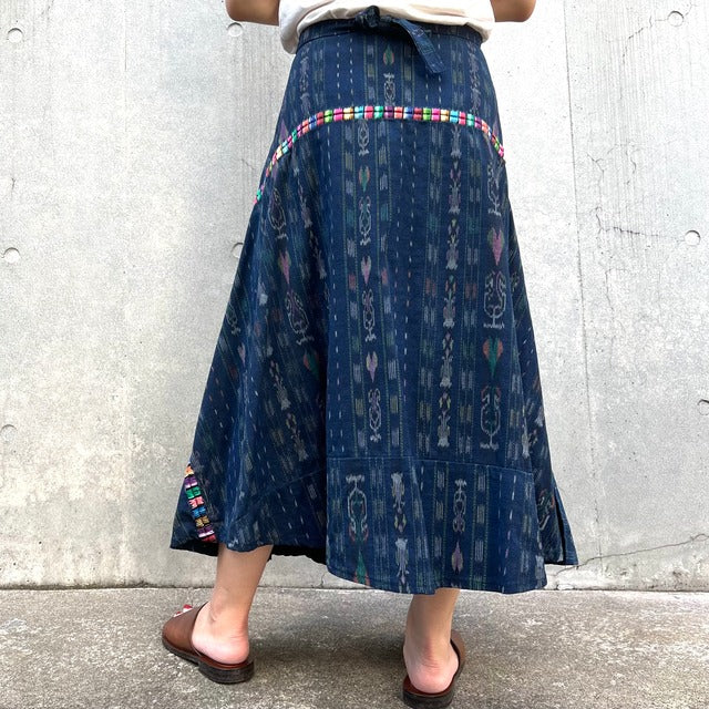 Indigo Skirt Corte #1/グアテマラ コルテ 藍染 スカート 刺繍 民族衣装
