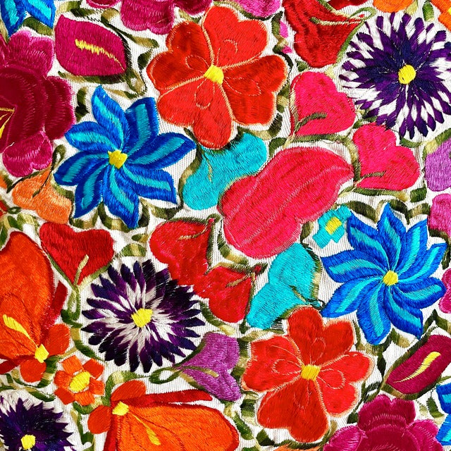 Flower Embroidery Cushion Cover G (50×50㎝)/グアテマラ 刺繍 クッションカバー 花