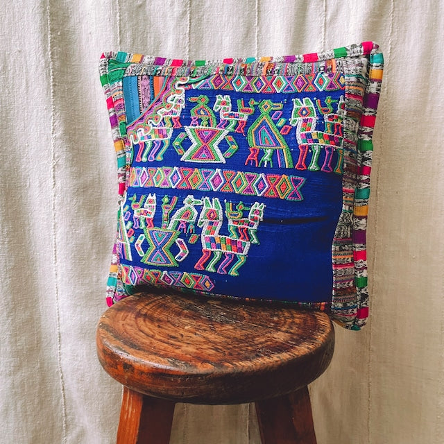 Huipil Cushion Cover #13 (40×40㎝)/グアテマラ ウィピル クッションカバー