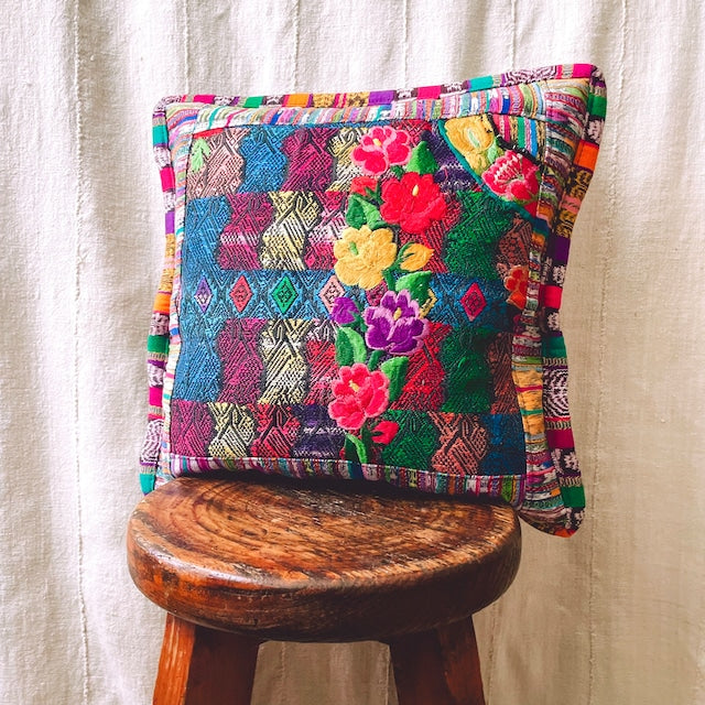 Huipil Cushion Cover #10 (40×40㎝)/グアテマラ ウィピル クッションカバー