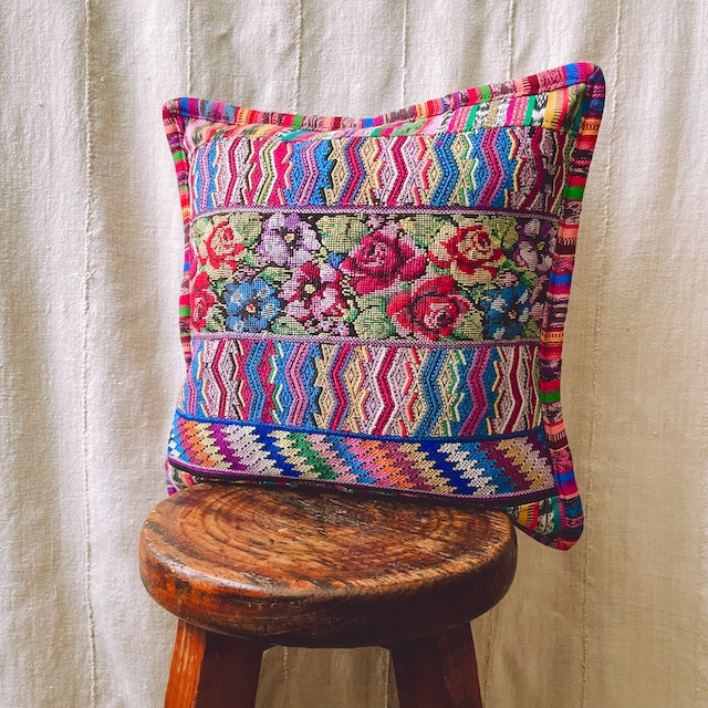 Huipil Cushion Cover #11 (40×40㎝)/グアテマラ ウィピル クッションカバー