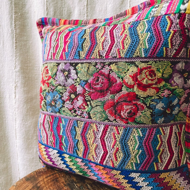 Huipil Cushion Cover #12 (40×40㎝)/グアテマラ ウィピル クッションカバー