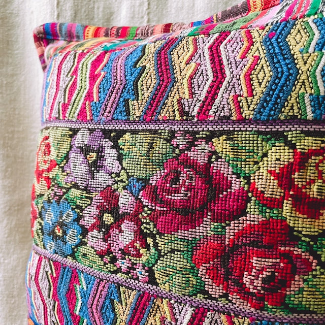 Huipil Cushion Cover #12 (40×40㎝)/グアテマラ ウィピル クッションカバー