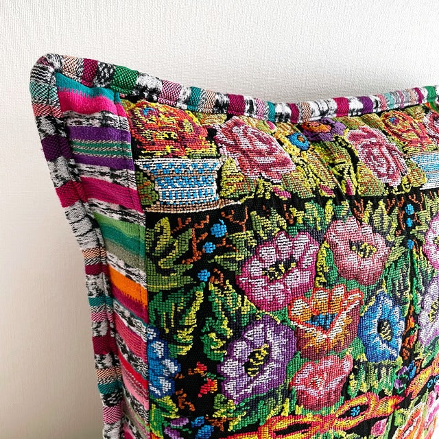 Huipil Cushion Cover #11 (50×50㎝)/グアテマラ ウィピル クッションカバー