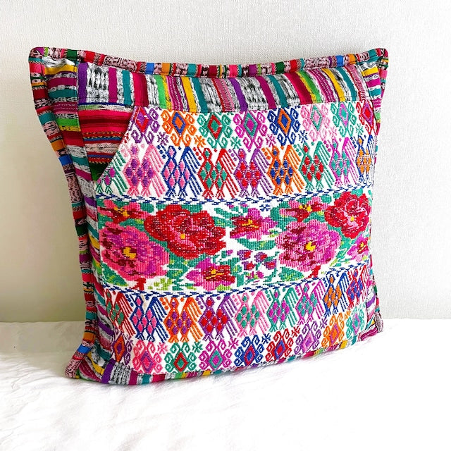 Huipil Cushion Cover #7 (50×50㎝)/グアテマラ ウィピル クッションカバー