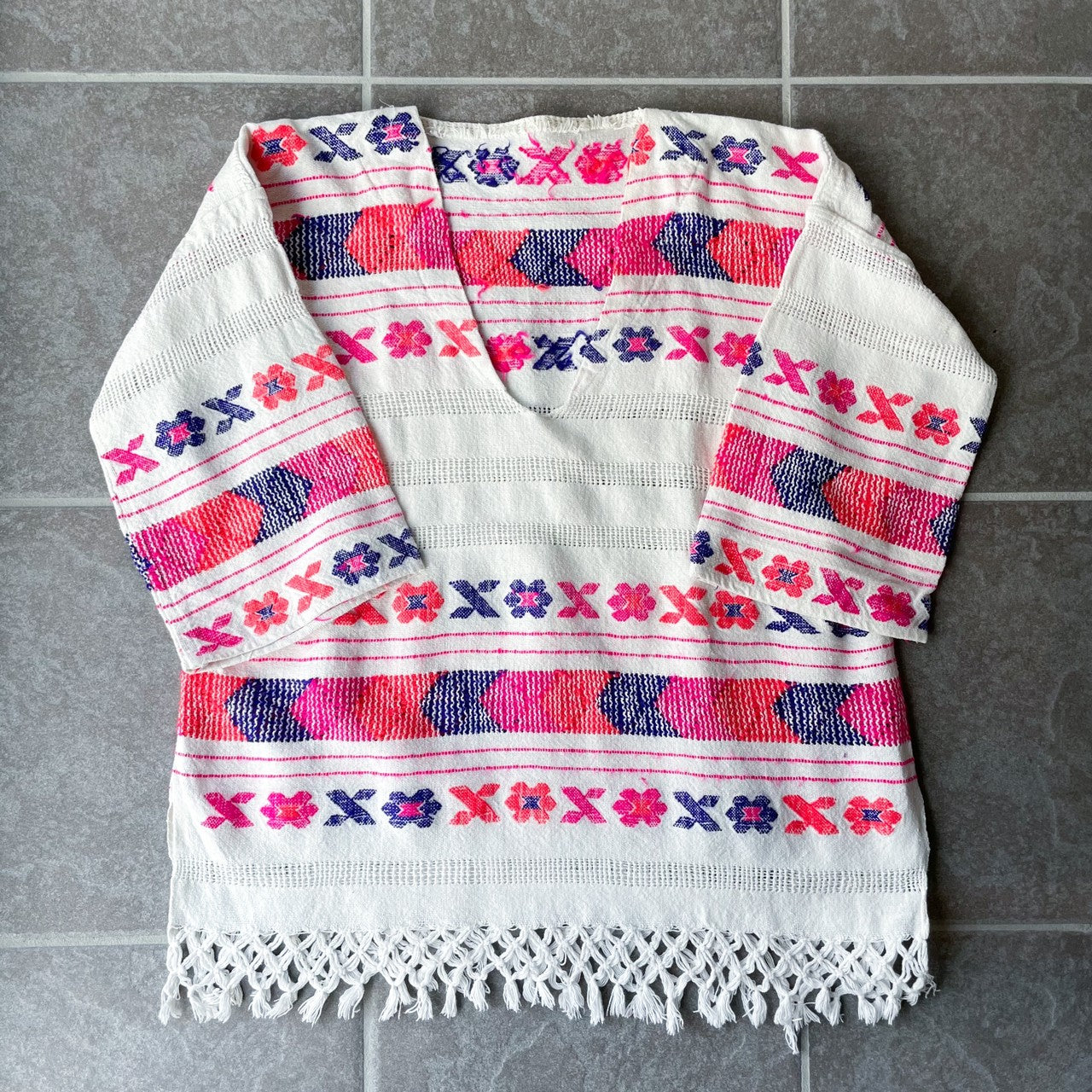 Mexican Embroidery Blouse #2/メキシコ 刺繍 フリンジ ブラウス トップス