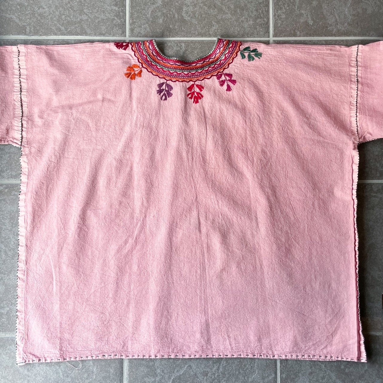 Mexican Embroidery Blouse #1/メキシコ 刺繍 ブラウス トップス 後染め