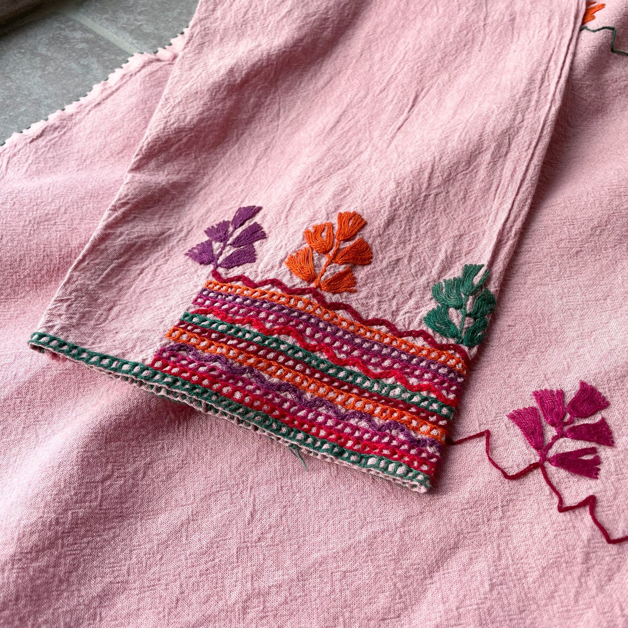 Mexican Embroidery Blouse #1/メキシコ 刺繍 ブラウス トップス 後染め