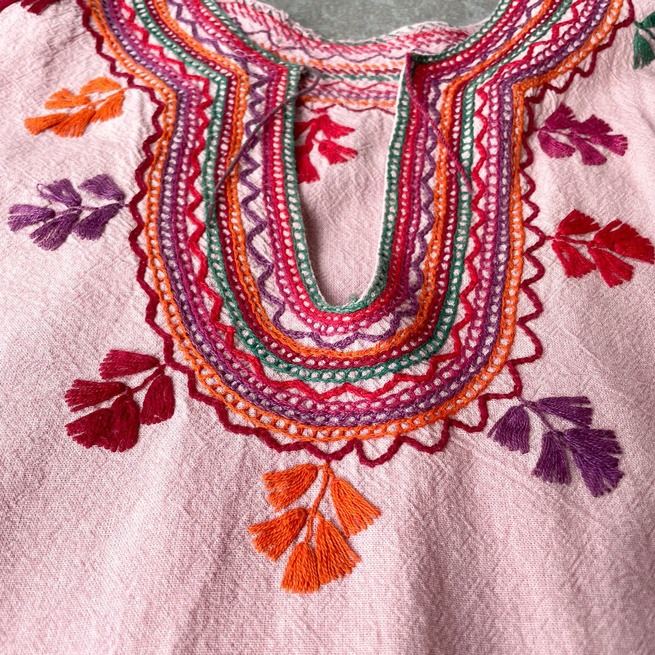 Mexican Embroidery Blouse #1/メキシコ 刺繍 ブラウス トップス 後染め