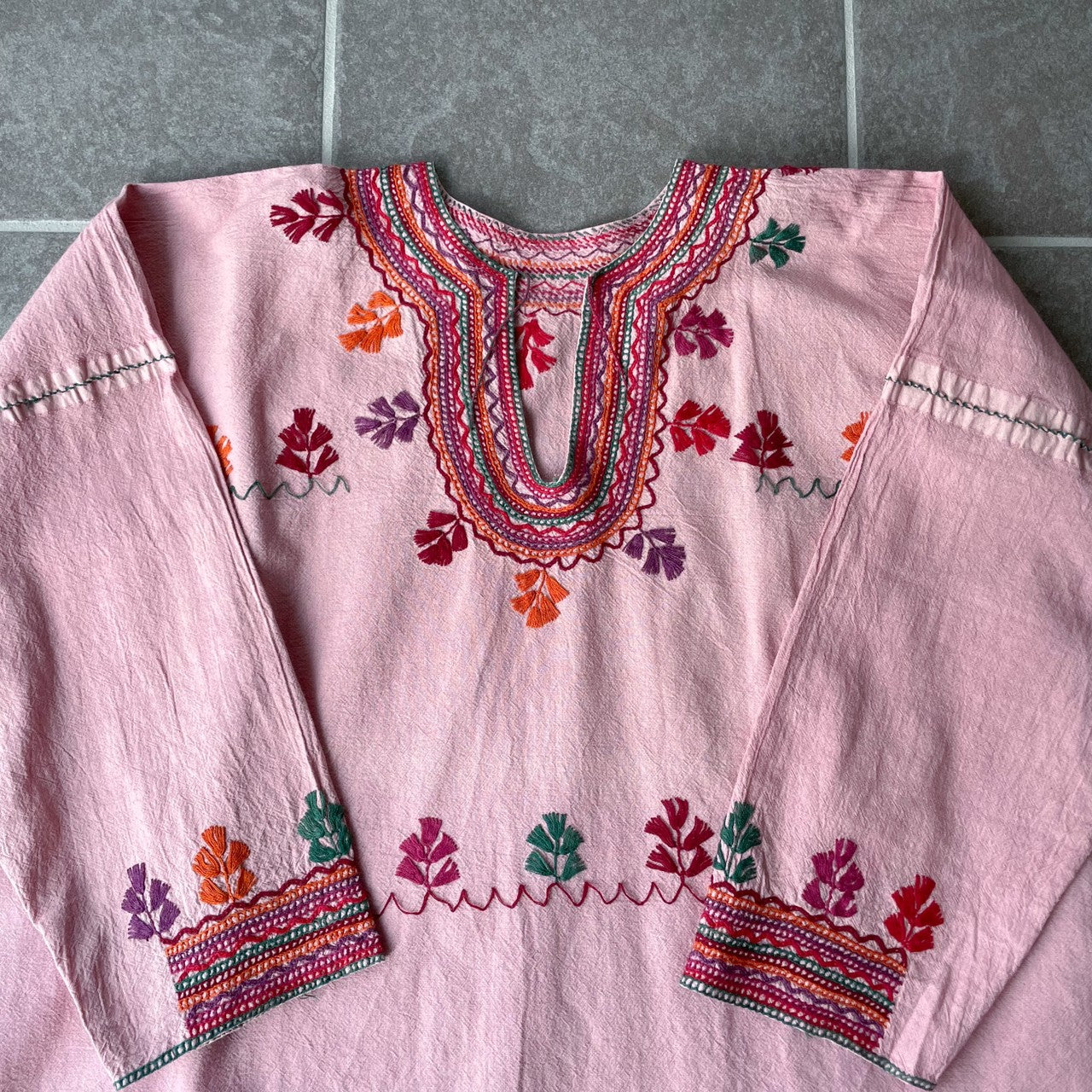 Mexican Embroidery Blouse #1/メキシコ 刺繍 ブラウス トップス 後染め